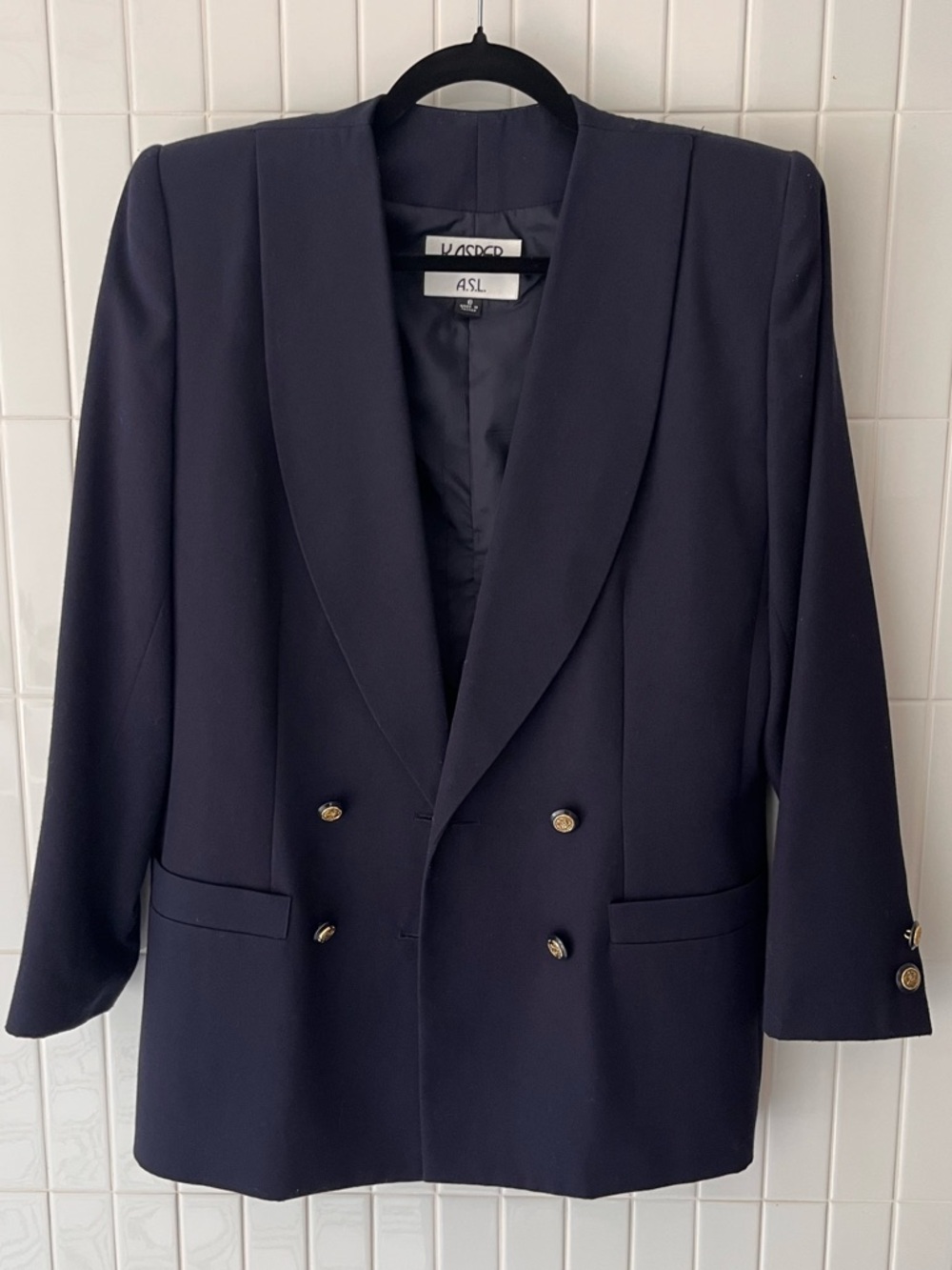 Vintage Kasper for A.S.L Navy Blazer Gold Buttons